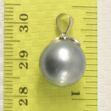 Load image into Gallery viewer, 2T90658A-14k-White-Gold-Genuine-Gray-Tahitian-Pearl-Diamond-Pendant