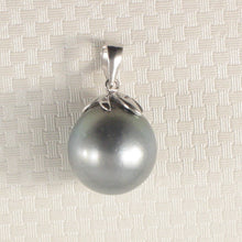 Load image into Gallery viewer, 2T90658A-14k-White-Gold-Genuine-Gray-Tahitian-Pearl-Diamond-Pendant