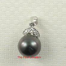 Load image into Gallery viewer, 2T99846A-Tahitian-Pearl-Diamond-14k-Twin-Leaf-Pendant
