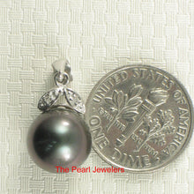 Load image into Gallery viewer, 2T99846A-Tahitian-Pearl-Diamond-14k-Twin-Leaf-Pendant