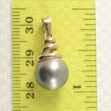 Load image into Gallery viewer, 2T99983B-Genuine-Baroque-Tahitian-Pearl-14k-Solid-Gold-Swirl-Pendants