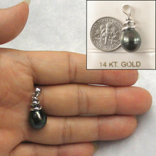 Load image into Gallery viewer, 2T99985A-Genuine-Baroque-Tahitian-Pearl-14k-White-Gold-Swirl-Pendants