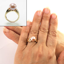 Load image into Gallery viewer, 3000034-14kt-YG-AAA-Round-Natural-Lavender-Cultured-Pearl-Solitaire-Ring