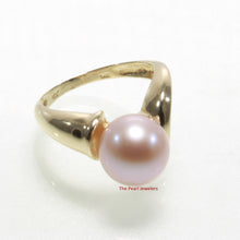 Load image into Gallery viewer, 3000064-14k-Yellow-Gold-AAA-Love-Lavender-Cultured-Pearl-Solitaire-Ring