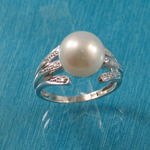 Load image into Gallery viewer, 3000095-14k-White-Gold-AAA-White-Cultured-Pearl-Diamond-Cocktail-Ring