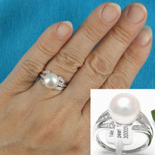 Load image into Gallery viewer, 3000095-14k-White-Gold-AAA-White-Cultured-Pearl-Diamond-Cocktail-Ring