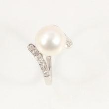 Load image into Gallery viewer, 3000145-AAA-White-Cultured-Pearl-Diamond-14k-Solid-White-Gold-Cocktail-Ring