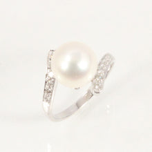 Load image into Gallery viewer, 3000145-AAA-White-Cultured-Pearl-Diamond-14k-Solid-White-Gold-Cocktail-Ring