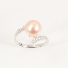 Load image into Gallery viewer, 3000147-AAA-Pink-Cultured-Pearl-Diamond-14k-Solid-White-Gold-Cocktail-Ring