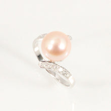 Load image into Gallery viewer, 3000147-AAA-Pink-Cultured-Pearl-Diamond-14k-Solid-White-Gold-Cocktail-Ring