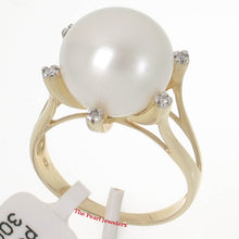 Load image into Gallery viewer, 3000150-14k-Yellow-Gold-AAA-12mm-White-Pearl-Diamond-Cocktail-Ring