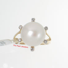 Load image into Gallery viewer, 3000150-14k-Yellow-Gold-AAA-12mm-White-Pearl-Diamond-Cocktail-Ring