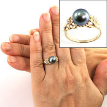 Load image into Gallery viewer, 3000161B-AAA-Black-Cultured-Pearl-Diamonds-14k-Gold-Solitaire-Ring