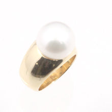 Load image into Gallery viewer, 3000300-Large-Genuine-White-Cultured-Pearl-14k-Solid-Yellow-Gold-Solitaire-Ring