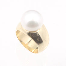 Load image into Gallery viewer, 3000300-Large-Genuine-White-Cultured-Pearl-14k-Solid-Yellow-Gold-Solitaire-Ring