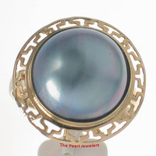 Load image into Gallery viewer, 3098601-14k-Yellow-Gold-Greek-Key-Design-Blue-Mabe-Pearl-Wrap-Ring