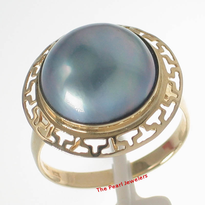 14k Yellow Gold Greek Key Blue Mabe Ring – The Pearl Jewelers