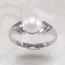 Load image into Gallery viewer, 3098645-14k-White-Gold-AAA-White-Cultured-Pearl-Diamonds-Solitaire-Ring