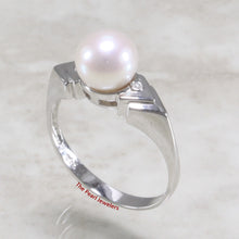 Load image into Gallery viewer, 3098645-14k-White-Gold-AAA-White-Cultured-Pearl-Diamonds-Solitaire-Ring