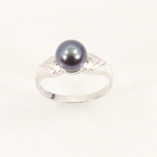 Load image into Gallery viewer, 3098646-14k-White-Gold-AAA-Black-Cultured-Pearl-Diamonds-Solitaire-Ring