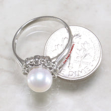 Load image into Gallery viewer, 3098655-14k-White-Gold-Round-Genuine-Cultured-Pearl-Diamond-Ring