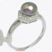 Load image into Gallery viewer, 3098796-14k-White-Gold-Black-Freshwater-Pearl-Diamonds-Cocktail-Ring