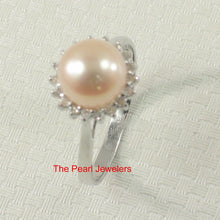 Load image into Gallery viewer, 3098807-14k-White-Gold-Peach-Cultured-Pearl-Diamonds-Cocktail-Ring