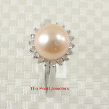 Load image into Gallery viewer, 3098807-14k-White-Gold-Peach-Cultured-Pearl-Diamonds-Cocktail-Ring