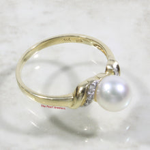 Load image into Gallery viewer, 3099910-14k-Gold-White-Genuine-AAA-Cultured-Pearl-Diamonds-Ring