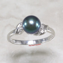 Load image into Gallery viewer, 3099916-14k-White-Gold-Black-Cultured-Pearl-Diamonds-Cocktail-Ring