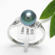 Load image into Gallery viewer, 3099916-14k-White-Gold-Black-Cultured-Pearl-Diamonds-Cocktail-Ring