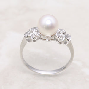 3099925-14k-White-Gold-White-Pearl-Diamonds-Solitaire-Accents-Ring