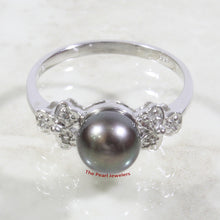 Load image into Gallery viewer, 3099926-14k-White-Gold-Black-Pearl-Diamonds-Solitaire-Accents-Ring