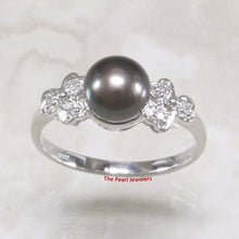 Load image into Gallery viewer, 3099926-14k-White-Gold-Black-Pearl-Diamonds-Solitaire-Accents-Ring