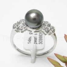 Load image into Gallery viewer, 3099926-14k-White-Gold-Black-Pearl-Diamonds-Solitaire-Accents-Ring