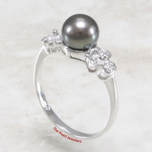 Load image into Gallery viewer, 3099926-14k-White-Gold-Black-Pearl-Diamonds-Solitaire-Accents-Ring