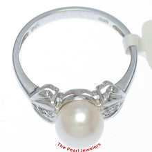 Load image into Gallery viewer, 3099935-14kt-WG-White-Cultured-Pearl-Diamonds-Solitaire-Accents-Ring