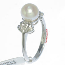 Load image into Gallery viewer, 3099935-14kt-WG-White-Cultured-Pearl-Diamonds-Solitaire-Accents-Ring