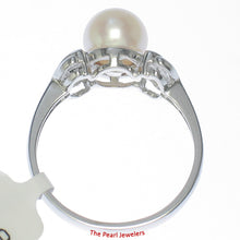 Load image into Gallery viewer, 3099935-14kt-WG-White-Cultured-Pearl-Diamonds-Solitaire-Accents-Ring