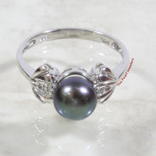 Load image into Gallery viewer, 3099936-14kt-WG-Black-Cultured-Pearl-Diamonds-Solitaire-Accents-Ring