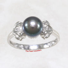 Load image into Gallery viewer, 3099936-14kt-WG-Black-Cultured-Pearl-Diamonds-Solitaire-Accents-Ring