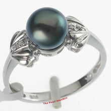 Load image into Gallery viewer, 3099936-14kt-WG-Black-Cultured-Pearl-Diamonds-Solitaire-Accents-Ring