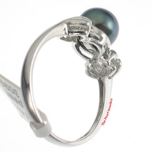Load image into Gallery viewer, 3099936-14kt-WG-Black-Cultured-Pearl-Diamonds-Solitaire-Accents-Ring