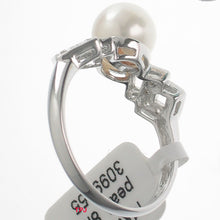 Load image into Gallery viewer, 3099955-14k-Solid-White-Gold-AAA-White-Pearl-Diamonds-Cocktail-Ring