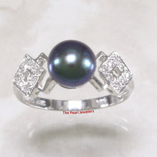 Load image into Gallery viewer, 3099956-14k-Solid-WG-AAA-Black-Cultured-Pearl-Diamonds-Cocktail-Ring