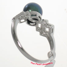 Load image into Gallery viewer, 3099956-14k-Solid-WG-AAA-Black-Cultured-Pearl-Diamonds-Cocktail-Ring