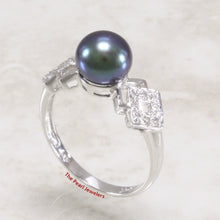 Load image into Gallery viewer, 3099956-14k-Solid-WG-AAA-Black-Cultured-Pearl-Diamonds-Cocktail-Ring