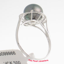 Load image into Gallery viewer, 3099966-14k-Solid-White-Gold-Black-Cultured-Pearl-Solitaire-Ring