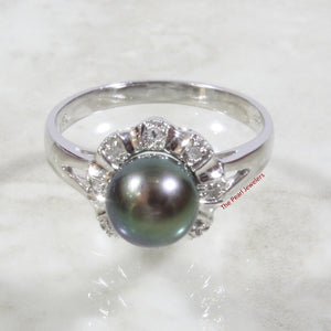 3099976-14k-White-Solid-Gold-Black-Pearl-Diamonds-Cocktail-Ring