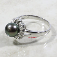 Load image into Gallery viewer, 3099976-14k-White-Solid-Gold-Black-Pearl-Diamonds-Cocktail-Ring